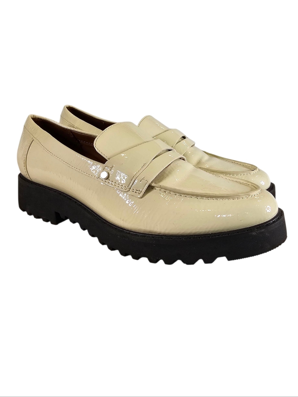 Franco Sarto Lug Sole Loafers Size 7 Patent Leather Whimsigoth Coquette Grunge